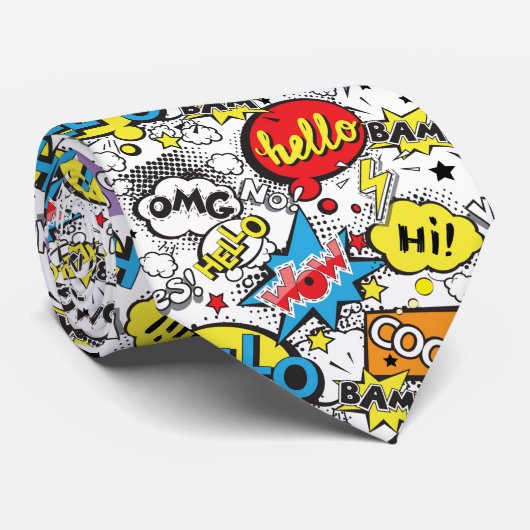 Cravate Colorful Comic Pop Art Speech Bubble Pattern (Roulé)