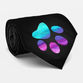 Cravate  Colorful cyan blue purple Dog Paw print (Roulé)