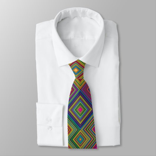 Cravate Colorful geometric pattern tie displayed front (Attaché)