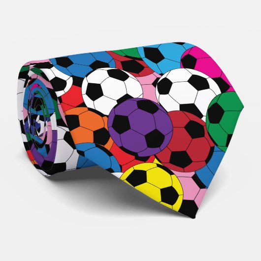 Cravate Colorful Soccer Ball Collage (Roulé)