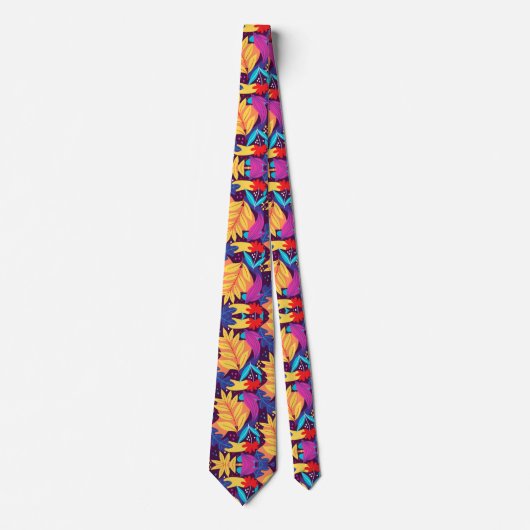 Cravate Colorful tie featuring a vibrant tropical design (Devant)