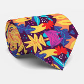 Cravate Colorful tie featuring a vibrant tropical design (Roulé)