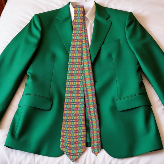 Cravate Colorful Waves And Diamonds