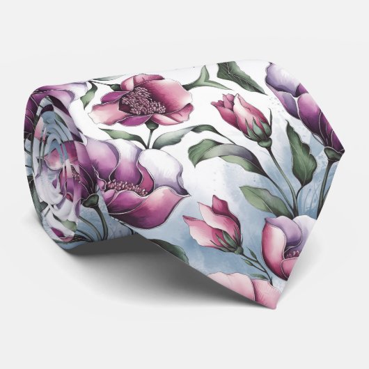 Cravate Combinaison florale Pastel (Roulé)