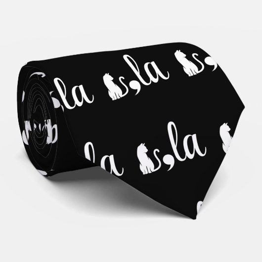 Cravate Comma La Kamala Harris - maman chat pour Kamala (Roulé)