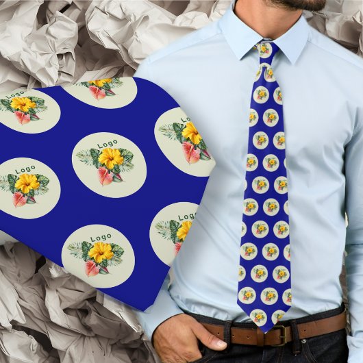 Cravate Company Logo Small Pattern Navy Blue