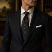 Cravate Compas Céleste Vintage Bleu Nuit 