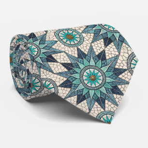 Cravate Compas Mosaïque Verre Teinté Indigo – Vitrail