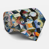 Cravate Composition avec la demi-lune jaune et le Y (Roulé)