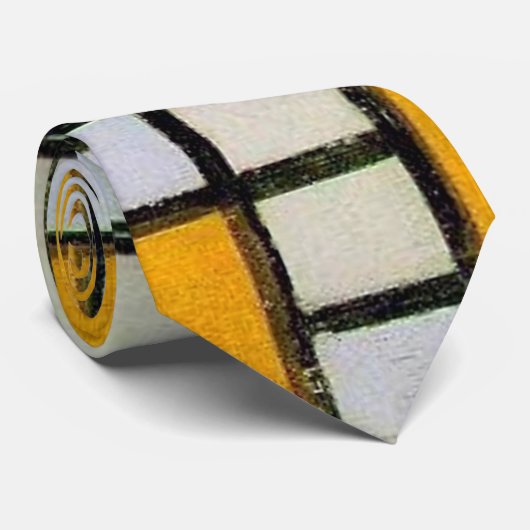 Cravate Composition Jaune et gris, Mondrian (Roulé)