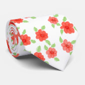 Cravate Concepteur à fleurs orange (Roulé)