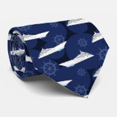 Cravate Concepteur bleu bateau de croisière (Roulé)