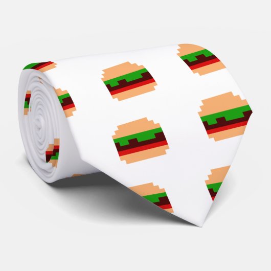Cravate conception à 8 bits d'art de pixel d'hamburger (Roulé)