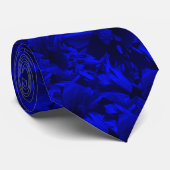 Cravate Conception Abstraite de Bleu et Noir Rocheux (Roulé)