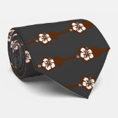 Cravate Conception Brown de fleur d'ukulélé aloha (Roulé)