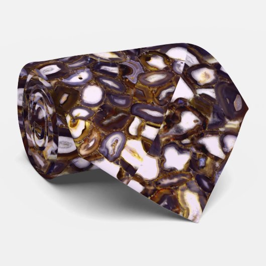 Cravate Conception d'Agate blanc Brown violet (Roulé)