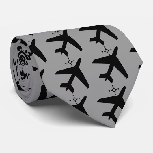 Cravate conception d'avion et de compas noir (Roulé)