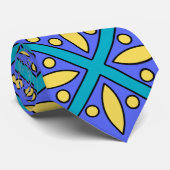 Cravate Conception de carrelage moderne bleu et jaune (Roulé)