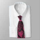 Cravate Conception de cœur abstrait glamour rose et noir (Attaché)