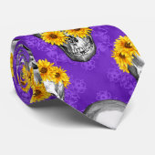 Cravate Conception de crânes violets et de série tournesol (Roulé)