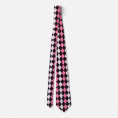 Cravate Conception de diamant en argyle rose noir et blanc (Dos)