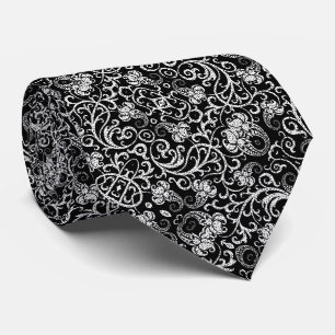 Cravate Conception de fleurs de dalmatien noir mignon