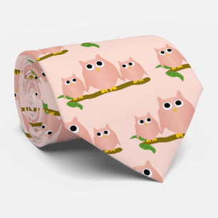 Cravate Conception de hiboux roses avec fond de n'importe 