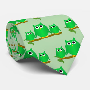 Cravate Conception de hiboux verts sur fond de n'importe q