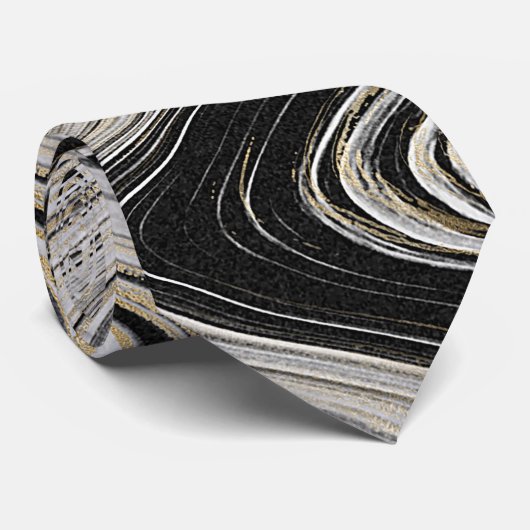 Cravate Conception de l'Agate Noir et Or (Roulé)