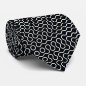 Cravate Conception de lignes Wavy en noir et blanc (Roulé)