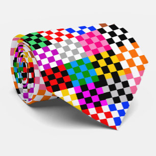 Cravate Conception de motif à carreaux patchwork coloré