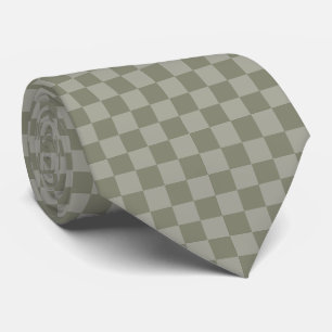 Cravate Conception de motif à carreaux vert olive et gris