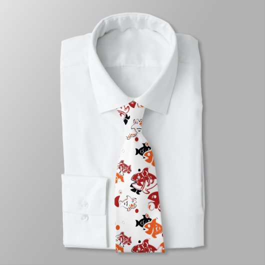 Cravate Conception de motif abstrait de poissons nageant (Attaché)