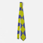 Cravate conception de motif bleu et jaune (Dos)