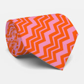 Cravate Conception de motif chevron orange et rose (Roulé)