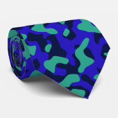 Cravate Conception de Motif de camouflage turquoise, bleu  (Roulé)