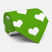 Cravate Conception de motif de cœur d'amour blanc vert (Roulé)