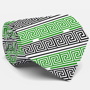 Cravate Conception de motif de frise à clé grecque verte n
