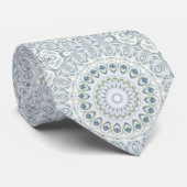 Cravate Conception de motif de mandala bleu et vert serein (Roulé)