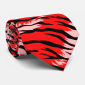Cravate Conception de motif de peau d'animal Tigre Rouge (Roulé)