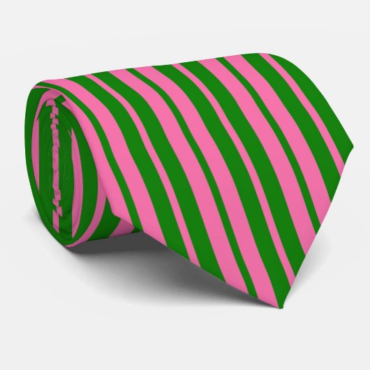 Cravate Conception de motif rayé stylé rose vert