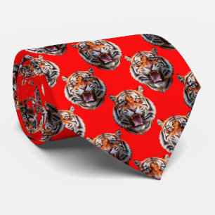 Cravate Conception de motif tête de tigre rouge