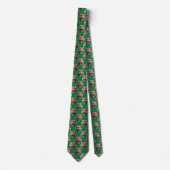 Cravate Conception de motif tête de tigre vert  (Devant)