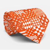 Cravate Conception de Patchwork Motif mixte orange blanc