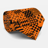 Cravate Conception de Patchwork Motif mixte orange noir (Roulé)