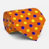 Cravate Conception de points polka bleus jaunes orange (Roulé)