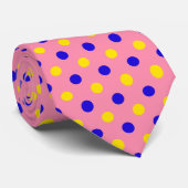 Cravate Conception de points polka rose bleu jaune  (Roulé)