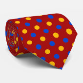 Cravate Conception de points polka rouges bleus jaunes  (Roulé)