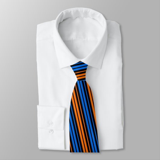 Cravate Conception de rayures verticales bleu orange bleu (Attaché)