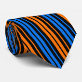 Cravate Conception de rayures verticales bleu orange bleu (Roulé)